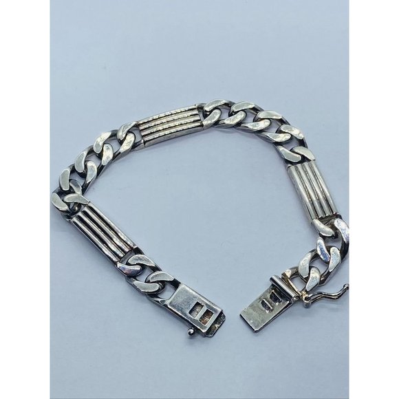 Authentic Tiffany & Co Ribbed Bar Curved Link Bracelet 7.25" - Picture 1 of 10